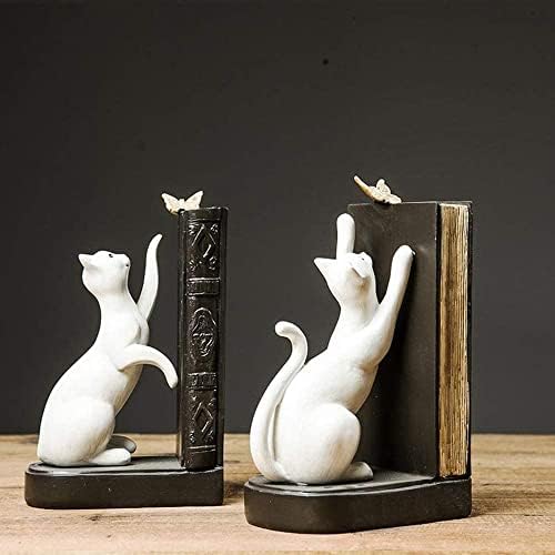 Nianxinn Creative Home Resin Cat Bookend Magazine Shelf Room TV Gabinete de TV Bedroom Hotel Cafe Bookstore Desktop