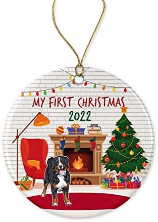 Yanashop88 Ornamento de Natal da Montanha Bernese | O primeiro Natal da Bernese Mountain | Ornamento de cachorro | Meu