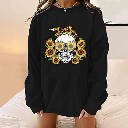 Hoodies para mulheres pulôver feminino food sem capuz de manga comprida colorido de pinça lateral de colheitinho lateral