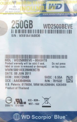 O Western Digital Scorpio Blue WD2500BE DUSTO HARD - 250 GB - 5400RPM - Interno