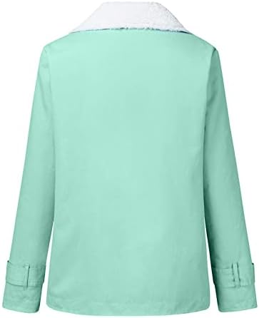 Jackets de primavera para mulheres casuais moda solta cor de cor sólida e lã de colarinho de colarinho de colar
