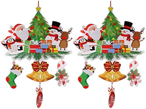 ABOOFAN 2PCS Cartoon Natal Papai Noel e ornamentos do boneco de neve pendentes com favor da festa do sino