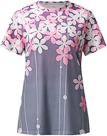Summer feminino manga curta Crew pescoço Flor Top Top T camisetas casuais camisetas tee feminino