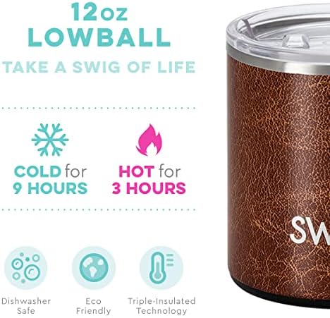Swig Life 12 oz de copo baixo, isolados triplos, copo de aço inoxidável com tampa, lava -louças seguras, parede dupla e vácuo de capa de café selado