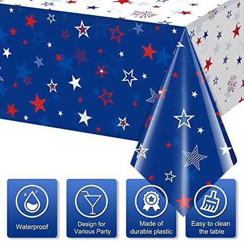 3 Pacote de toalha patriótica Decorações para o dia 4 de julho Dia da independência, capa da mesa do Dia Memorial Plástico, impressa