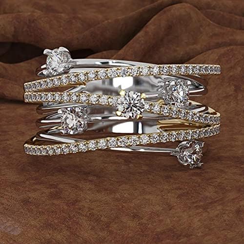 Dbylxmn moda feminina diamante aberta de separação anel de zircão de noivado anel de casamento de 100 anéis