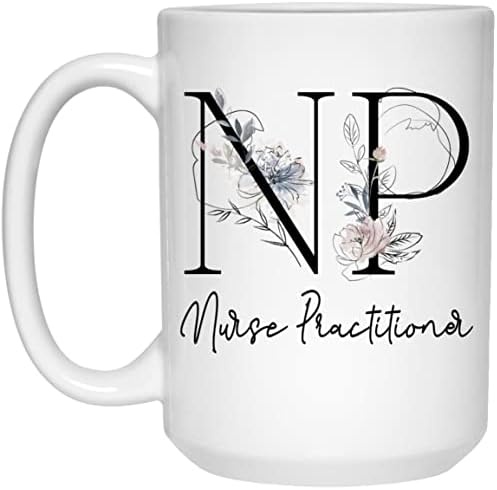 Enfermeira MUG, APRN -NP MUG - Enfermeira Presentes - Letra do alfabeto Monograma Flower Coffee Caneca - Presente para enfermeira,