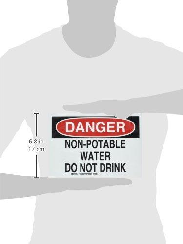 Brady 126350 Chemical and Hazard Sign, lenda água não potável não bebe, 7 altura, 10 Peso, preto e vermelho em branco