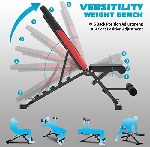 Banco de exercícios ajustável de Peso Sincmill para Bench Bench Bench Bench Bench, treinamento de força. Levantamento dobrável de declínio de inclinação