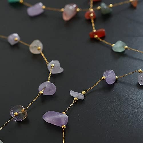 BigBabybig Natural Gemstone AGate Crystal Jade Golk Charking Colar de corrente Dainty para mulheres meninas simples Luzes