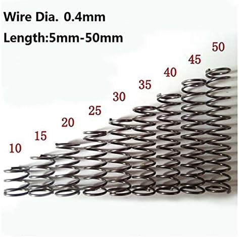 Mola de compressão adioli 10pcs pequena compressão de mola de mola de aço diâmetro de 0,4 mm de comprimento 5-50mm