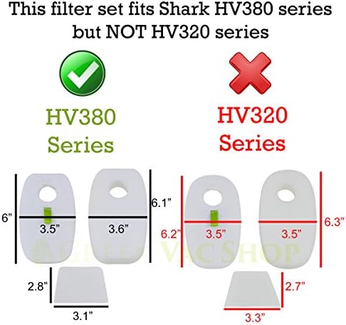 Greenvacshop 6-pacote de tubarão Rocket Duoclean HV380, HV380W, HV381, HV382, HV383, HV384Q Substituição Filtro de substituição, 12