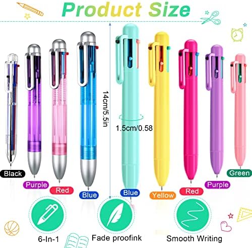 54 pacote 0,5 mm 6 em 1 Multicolor caneta de caneta retrátil canetas de esferográfica retrátil multi coloridas em uma fofa canetas
