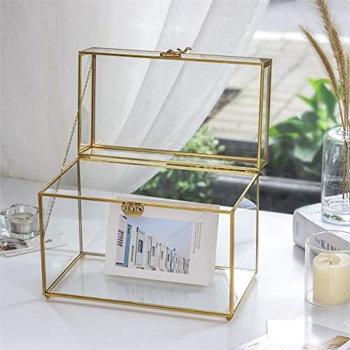 NCYP Gold Glass Card Caixa com tampa para recepção de casamento Caixa de armazenamento decorativo retângulo artesanal