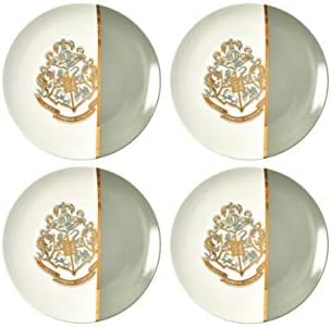 Harry Potter Hogwarts Crest Gold Crest 4 peças Conjunto de placas de cerâmica - 10,25 Loucaria de jantar redonda grande