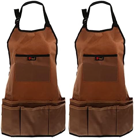 Avental de ferramentas de trabalho de trabalho feminino 2pcs com bolsos de avental de avental de avental carpinteiro de avental