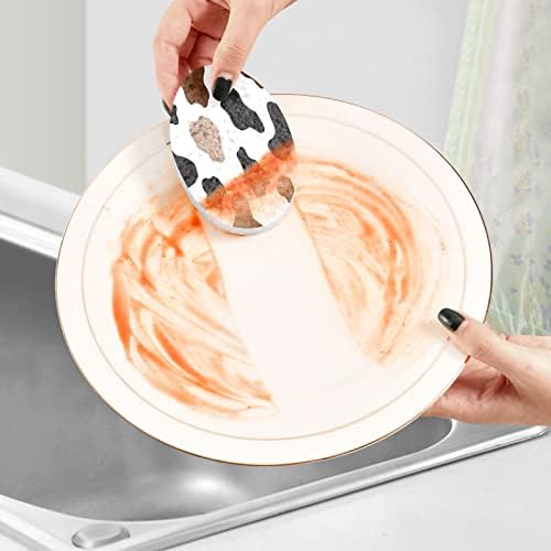 Alaza White Cow Print Black Brown mancha de esponja natural de cozinha esponjas de celulose para pratos lavando o banheiro