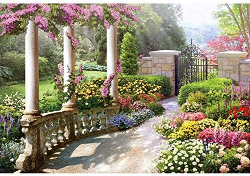 Dorcev 20x10ft primavera bela fotografia de jardim pano de fundo vintage pilares de arquitetura de jardim florescendo flores de
