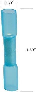 Conector de butt de encolhimento de calor de poliolefina, bitola 16-14, terminal de crimpagem à prova d'água azul