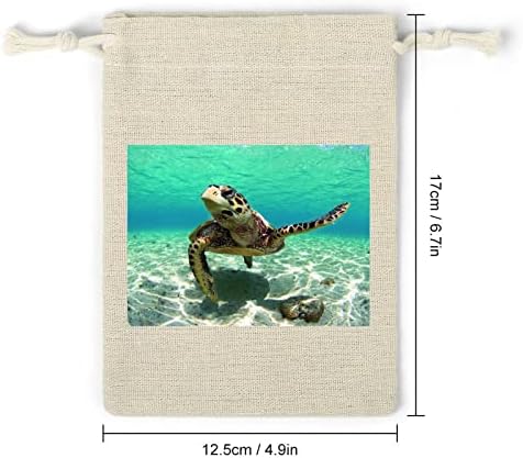 Tartaruga-marinha impressa sacos de armazenamento bolsas de presente bolsas de presente reutilizáveis ​​dobráveis ​​e compactos de bolso multiuso 8pcs