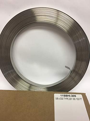 Bandamento de aço inoxidável BHI T201 5/8 de largura x 100 'de comprimento x 0,030 de espessura