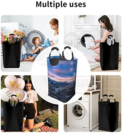 Sunset impresso para roupas sujas bolsas de roupa com alças colapsíveis para roupas sujas cestas para lavar bolsas para banheira de quarto em casa