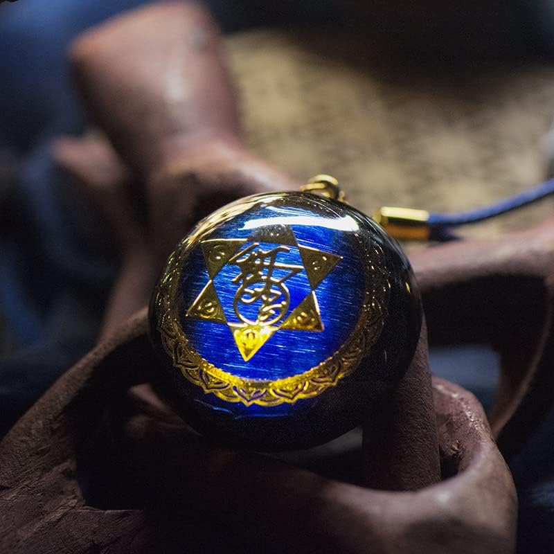 Lua azul pingente orgona com cordão ajustável 7 colar de pedras de chakra para proteção de energia eletrônica e cura espiritual-cura-chakra
