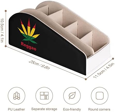 Caixa de armazenamento de controle de couro PU Reggae PU Organizador de desktop multifuncional para titulares remotos de TV