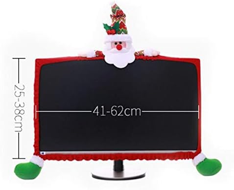 Capa de monitor de computador de Natal, elástico decorações de Natal Santa Claus Laptop Monitor Campo de fronteira para decoração