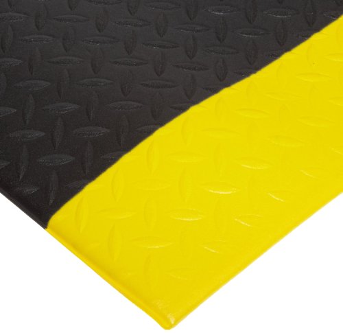 Notrax 508 PVC Diamond Cushion Anti-fadiga tapete, 3 'largura x 5' comprimento x 1/2 espessura, preto/amarelo