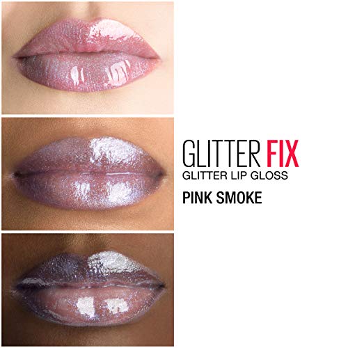 Maybelline New York Lip Studio Glitter Fix Glitter Lip Gloss Makeup, fumaça rosa, 0,17 fl. Oz.