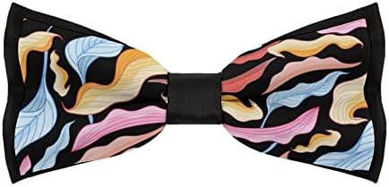 Forsjhsa colorida folhas masculinas gravatas pré-amarradas gravatas ajustáveis ​​Newtie gravura