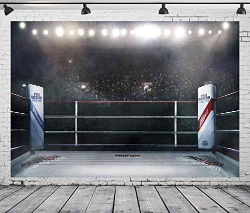 BELECO 12x8ft Table Boxing Ring Backdrop Blurred Spectator and Stadium Light MMA Arena Penmo de fotografia para decorações de