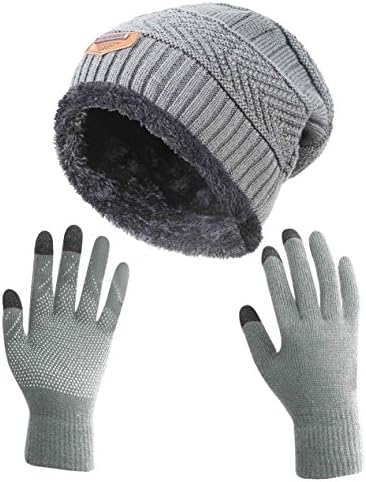 Luvas de gorro desleixadas de inverno hindaswi para mulheres chapéus de chapas de tampas de caveira Touch Tela Mittens