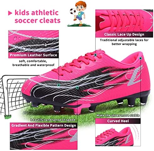 Hanani Kids Soccer Cleats Meninos Sapatos de futebol meninos jovens atléticos ao ar livre e beisebol interno Baseball