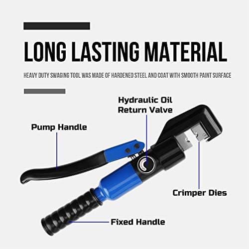 Lichamp Stainless Stainless Cable Crimper Hex Lug Tool, Ferramenta de enrolamento hidráulica de crimpagem de mão para arame de aço 1/8 e 3/16 polegadas