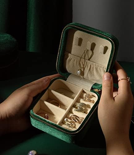 Caixa de jóias de viagens de veludo de pelúcia TAIMY, caixa de joias de pequenas viagens, mini -Jóias portáteis Caixas de Organizador
