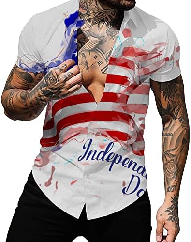 Camiseta de verão bandeira do dia da independência da independência 3D Cardigan Cardigan Casual Camisa de manga curta