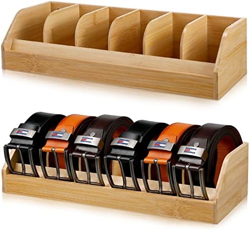 2 PCS Organizador de correia para armário 6 Compartimentos Belt Rack Bamboo Belt Selnder para gaveta Correia da parede
