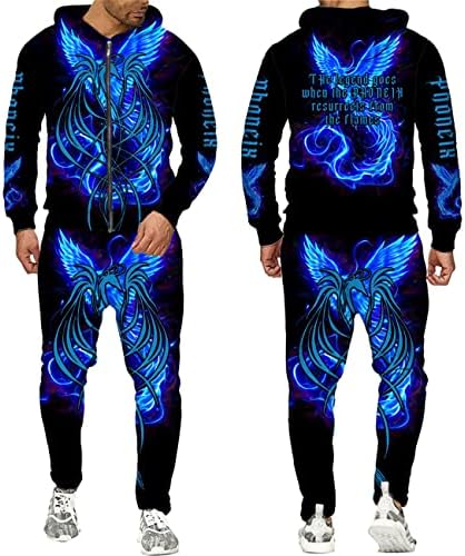 Phoenix Tattoo 3D em todo o capuz impresso Suits de trajes masculinos Mangas compridas Sweatshirts Sorto