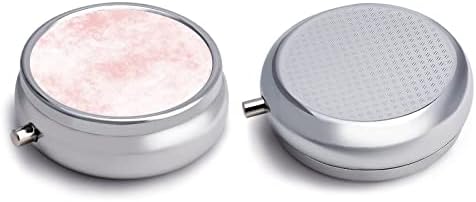 Caixa de comprimidos textura de mármore rosa redonda de comprimido de comprimido portátil Pillbox Vitamina Organizer Pills Ponchs com