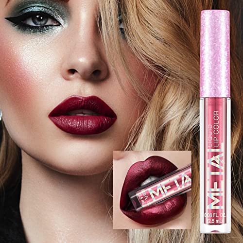 1pc Lip Lip Gloss Matte Velvety Lindas tons metálicos batom líquido Liquiding Longa forte