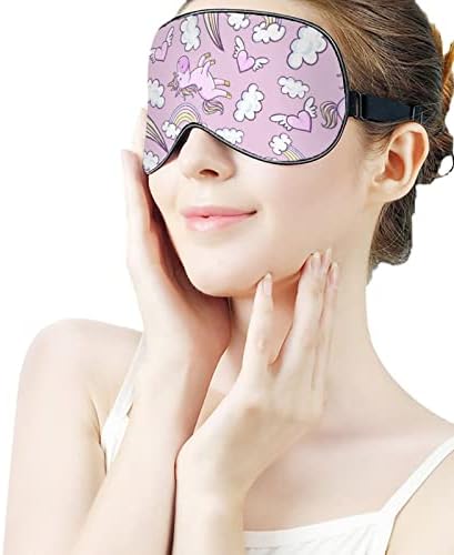 Unicórnios rosa donut arco -íris máscara de olho sono de olhos vendados com blocos de cinta ajustável Blinder leve para viajar