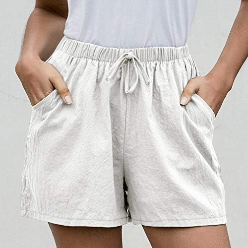 LCECCY CASual Casual Casual Cintura Elastic Com conforto de linho de algodão para mulheres shorts de verão de praia atléticos