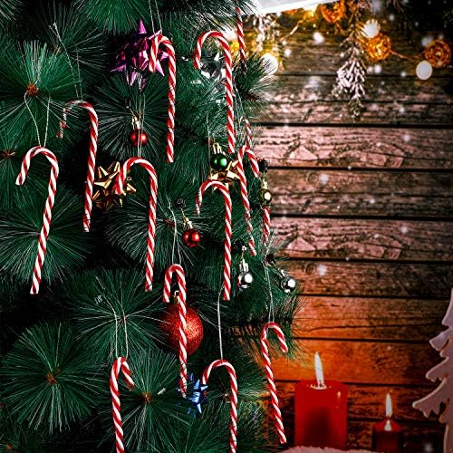 Skylety 50 peças de natal muleta cana de plástico pendurada ornamentos de Natal Acessórios de cana de Natal pendurados