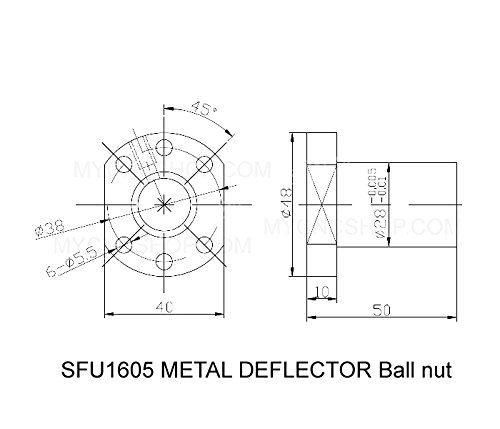 FBT DIA.16MM 1605 CREATO DE BALLENTE ANTI -BACKLASHED PESSO CNC X Y ZKITS = SFU1605 - L850 mm + porca de esfera de metal