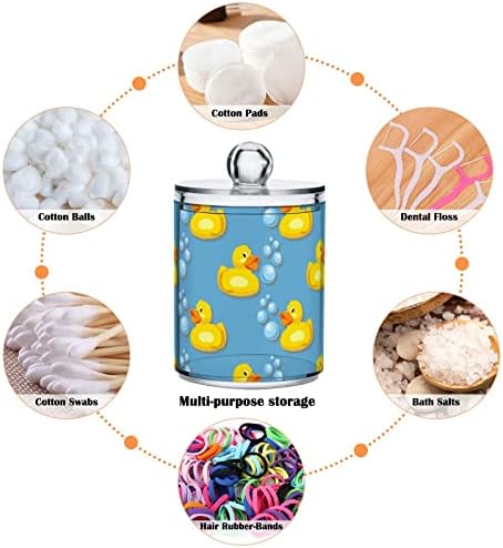 Dispensador de qtip de pato fofo de umiriko para swabs de algodão com tampas de 4 pacote, frascos de farmacêuticos para algodão bola 20800331