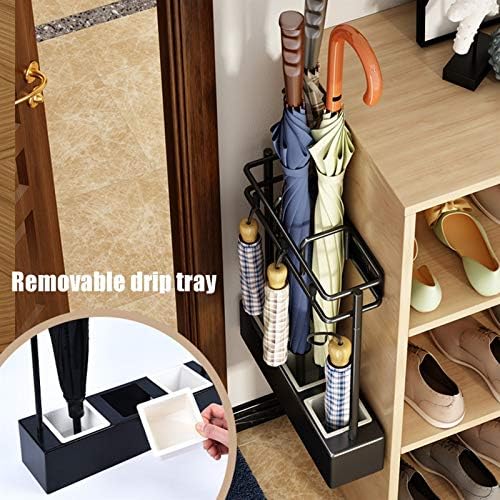 WXXGY Umbrella Stand Ferro forjado com bandeja de gotejamento móvel pode ser pendurado no gabinete de calçados de parede