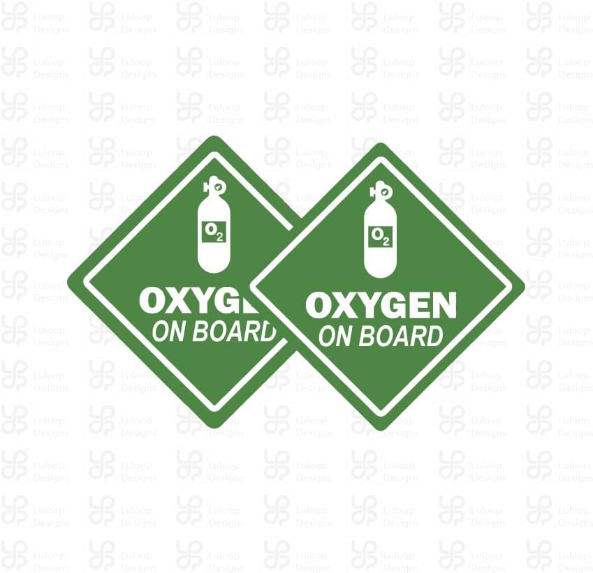 2 pacote - oxigênio a bordo adesivo O2 Decalque de vinil médico