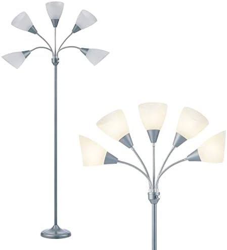 Honodando lâmpadas de piso medusa lâmpadas em pé 5 cabeças de leitura ajustável Luz grande de tonalidade use e26 a19 lâmpadas